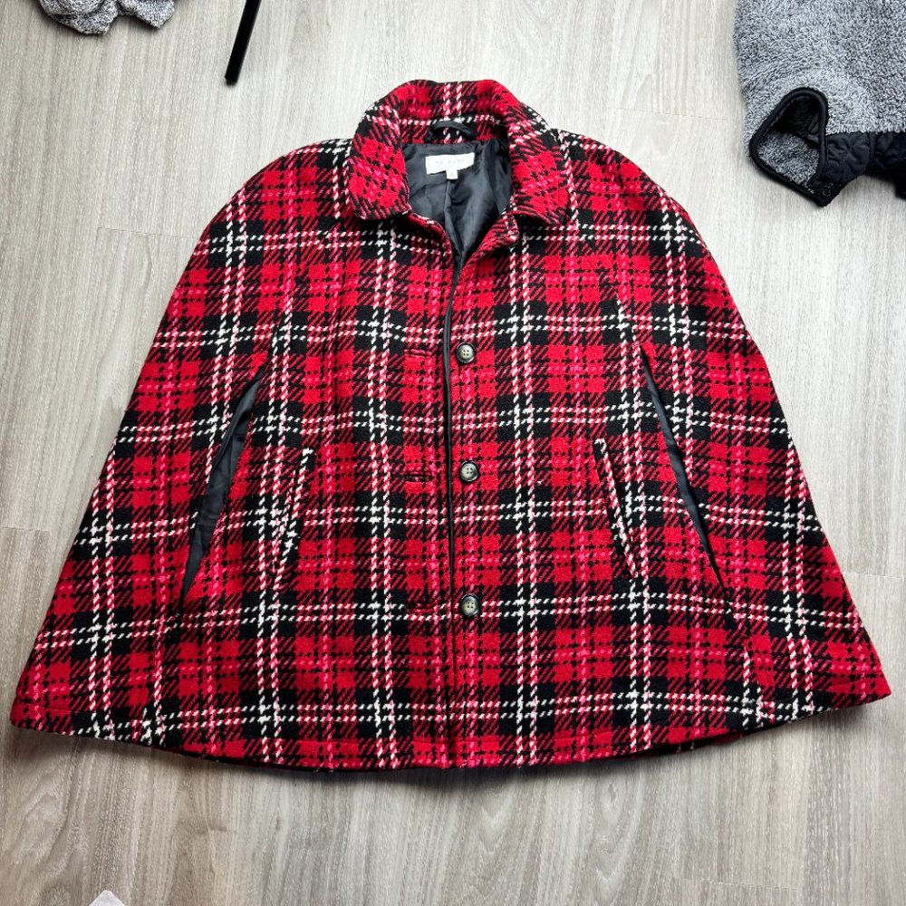 Talbots Wool Blend Plaid Cape